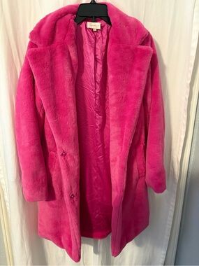 Skies Are Blue Plush Jacket in Bright Pink